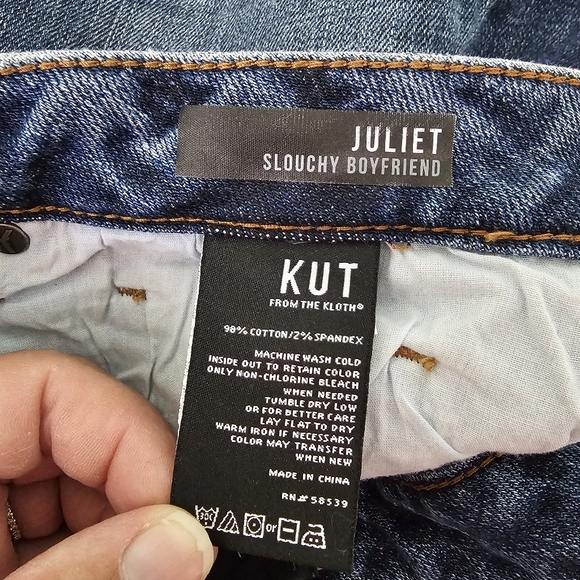 Evereve Kut From the Kloth Juliet Slouchy Boyfriend Jeans Distressed Size 12 - Picture 9 of 10